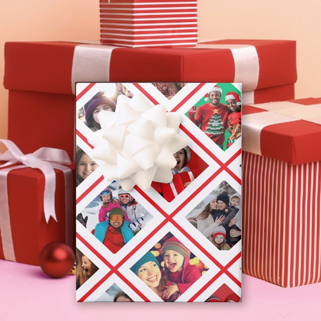Photo Collage Red Holiday Wrapping Paper Sheets (Creator Uploaded)