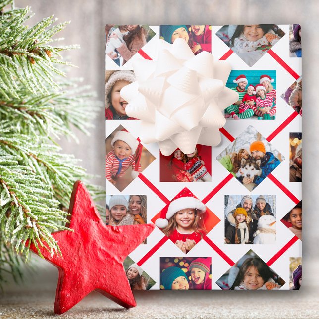 Photo Collage Red Holiday Wrapping Paper Sheets (Creator Uploaded)