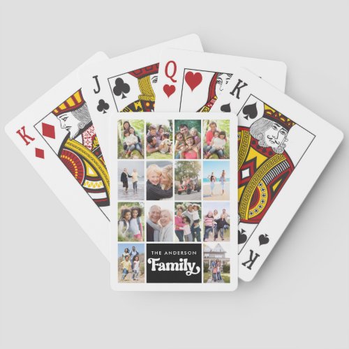 Photo Collage Retro Family 14 Pictures Poker Cards