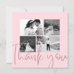 Photo Collage Rose Elegant Wedding Thank You Card