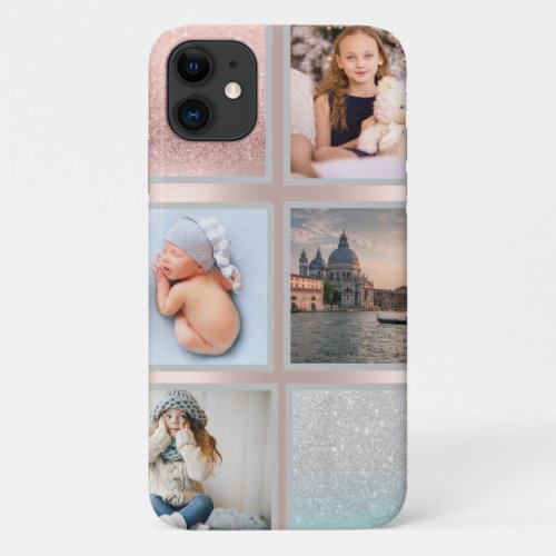Photo Collage Rose Gold iPhone 11 Case