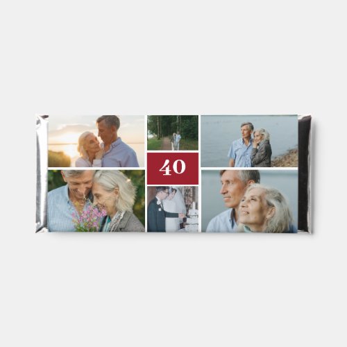 Photo Collage Ruby Red 40th Wedding Anniversary Hershey Bar Favors