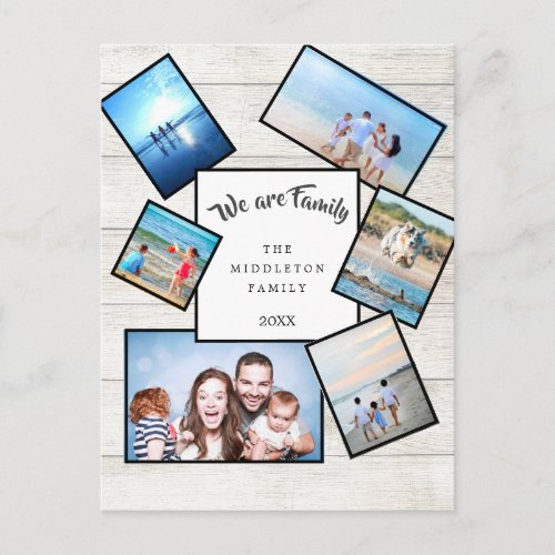 Photo Collage Rustic We are Family Postcard