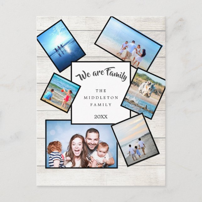 Photo Collage Rustic We are Family Postcard (Front)