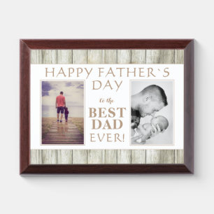 Photo Collage Rustic Wood Best Dad Father`s day Award Plaque