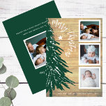 Photo Collage Rustic Wood Pine Tree Christmas Holiday Card<br><div class="desc">Send joyful greetings and share four of your favorite pictures with a stylish 4 photo collage holiday card. The greetings on this template is simple to customize to include any wording, such as Merry Christmas, Happy Holidays, Seasons Greetings, New Year Cheers etc. The modern farmhouse style design features a vintage...</div>