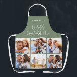 Photo collage sage green girly modern mothers day apron<br><div class="desc">Photo collage sage green girly modern mothers day typography design.</div>
