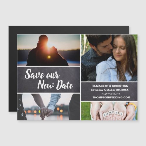 Photo Collage Save our New Date Wedding Magnetic Invitation