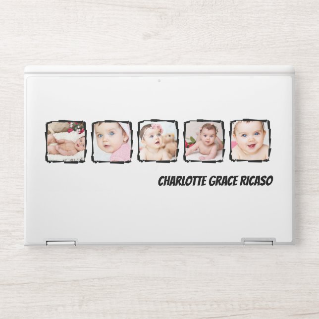 Photo Collage Scribble Frame Personalized Text HP Laptop Skin (Front)