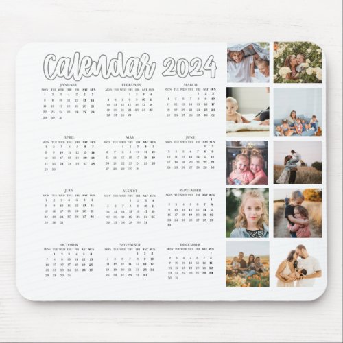 Photo collage script calendar Mousepad