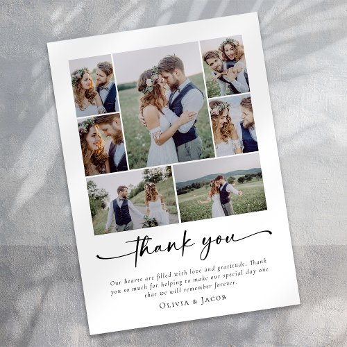 Photo Collage Script Wedding Thank You Card