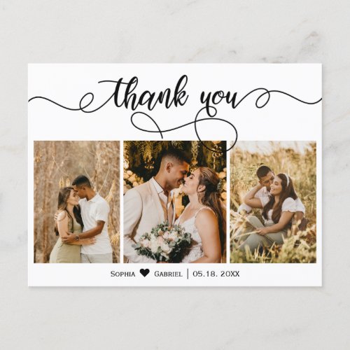 Photo Collage Script Wedding Thank You Postcard