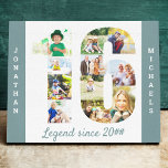 Photo Collage set in Number 16 Teal White Custom Canvas Print<br><div class="desc">Create your own unique 16th Birthday Gift. This smart canvas is a great way to display your photo collage. The template is set up ready for you to add your favorite photos, which will automatically appear in the shape of the number 16. You can also add your name and customize...</div>