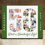 Photo Collage set in Number 50 Green White Custom Canvas Print<br><div class="desc">Create your own unique 50th Birthday Gift. This smart canvas is a great way to display your photo collage. The template is set up ready for you to add your favorite photos, which will automatically appear in the shape of the number 50. You can also add your name and birth...</div>