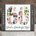 Photo Collage set in Number 60 Grey White Custom Canvas Print<br><div class="desc">Create your own unique 60th Birthday Gift. This smart canvas is a great way to display your photo collage. The template is set up ready for you to add your favorite photos, which will automatically appear in the shape of the number 60. You can also add your name and birth...</div>