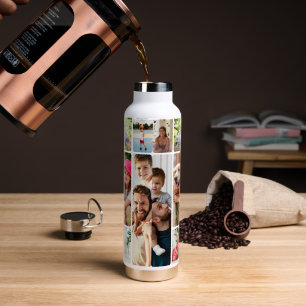 Photo Collage Simple Elegant Picture Water Bottle