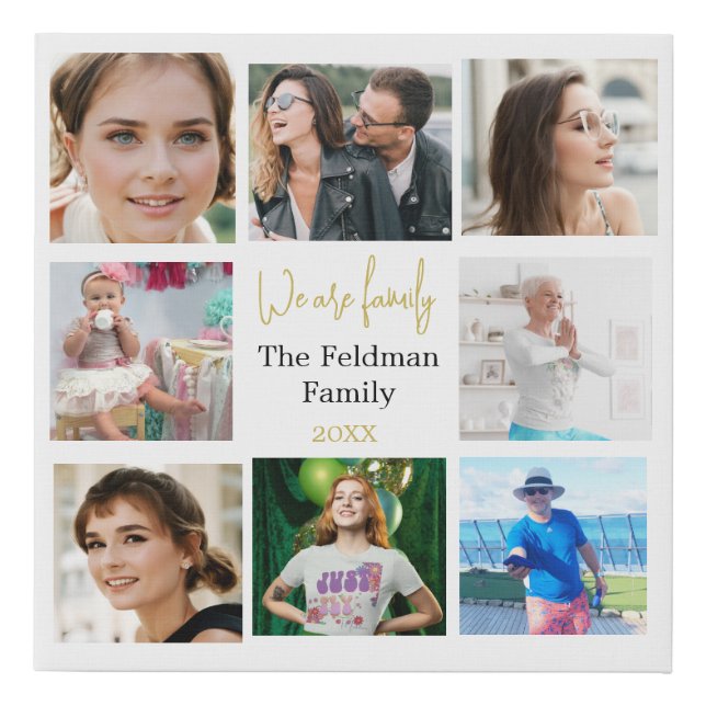 Photo Collage Simple Family Christmas  Faux Canvas Print (Front)