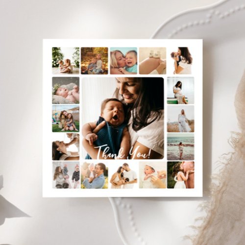 Photo Collage Simple Frame Family Thank You Card