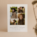 Photo collage simple graduation announcement<br><div class="desc">Celebrate your graduate with this classic and simple four-photo graduation announcement. The collage of photos has room for two horizontal and two vertical images - perfect for showing off senior photos. The type at the bottom includes plenty of room for name, school and year in slate gray, which matches the...</div>