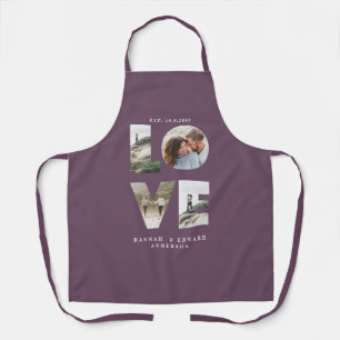Photo collage simple modern personalised purple apron