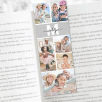 Photo Collage Simple Monogram Picture Bookmarks
