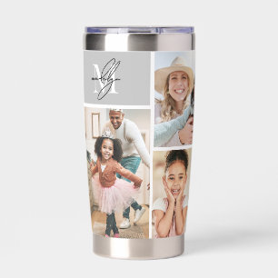 Photo Collage Simple Monogram Picture Insulated Tumbler