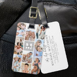Photo Collage Simple Monogram Picture Luggage Tag<br><div class="desc">Personalized 9-Photo Collage Luggage Tag with Monogram. This custom luggage tag showcases a clean collage of 9 favorite photos, with a personalized black, white, and gray monogram in the center for a modern touch. Perfect for capturing special memories with family, friends, or pets—whether from travel adventures or everyday life. The...</div>