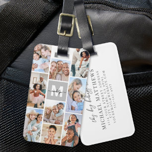 Photo Collage Simple Monogram Picture Luggage Tag