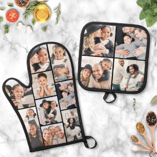 Photo Collage Simple Picture Oven Mitt & Pot Holder Set