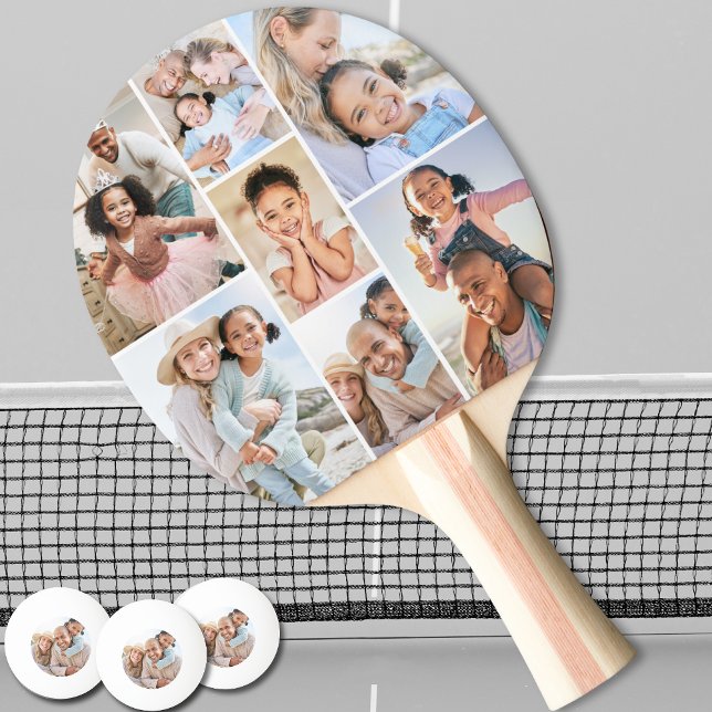 Photo Collage Simple Ping Pong Paddle (Photo Collage Simple Elegant Picture Ping Pong Paddle)