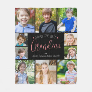 Photo Collage Simply Best Grandma 10 Pictures Fleece Blanket