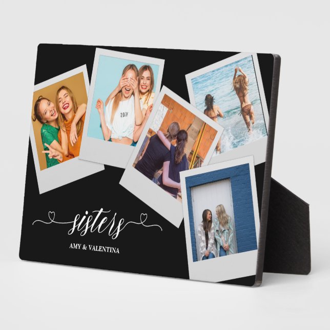 Photo Collage Sisters Cute Personalized Gift Plaque (Side)