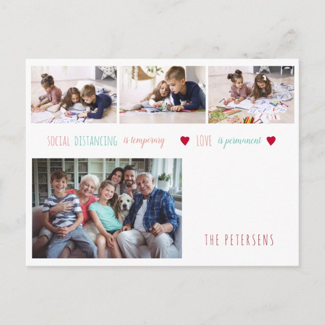 Photo collage social distancing stay home family postcard (Front)