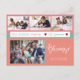 Photo collage stay at home family love message postcard