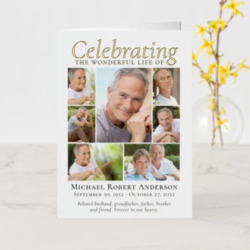 Photo Collage Sympathy Funeral Thank You  Foil Greeting Card