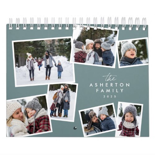 Photo collage teal family scrapbook  calendar