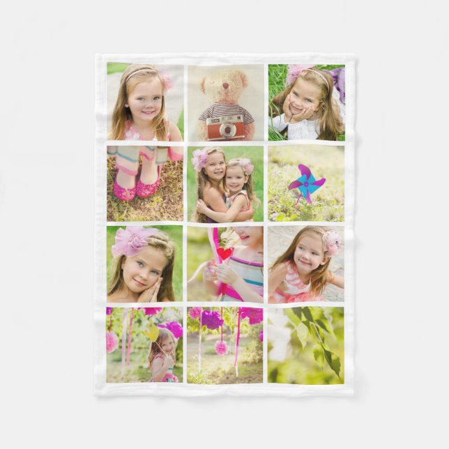 Photo Collage Template Personalized Fleece Blanket (Front)