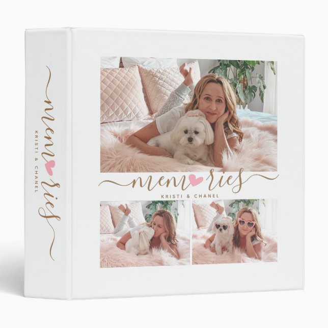 Photo Collage Text Dog Mom Memories Scrapbook 3 Ring Binder (Front/Spine)