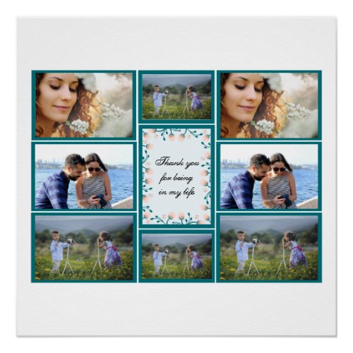 Photo collage thank you design Glossy Poster