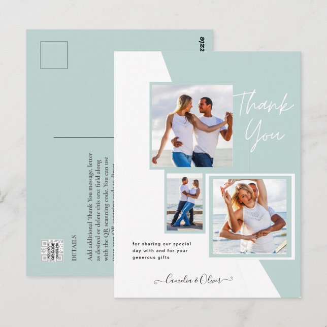 Photo Collage THANK YOU Wedding/Baby/Graduate/ANY Postcard (Front/Back)