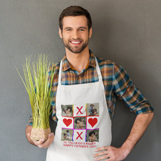 Photo Collage Tic Tac Toe Hugs Kisses Fathers Day  Adult Apron