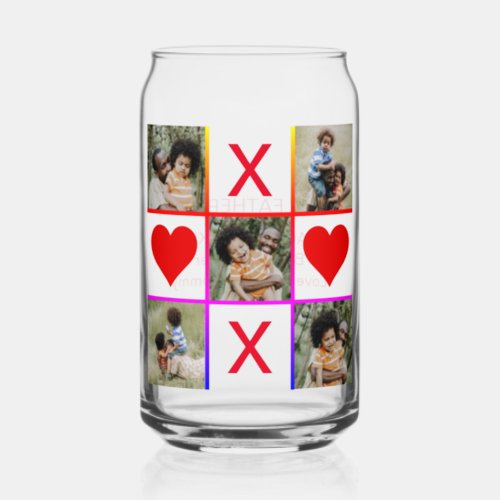 Photo Collage Tic Tac Toe Hugs Kisses Fathers Day  Can Glass