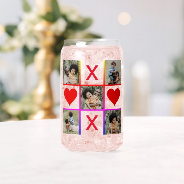 Photo Collage Tic Tac Toe Hugs Kisses Fathers Day  Can Glass (Insitu (Wedding))