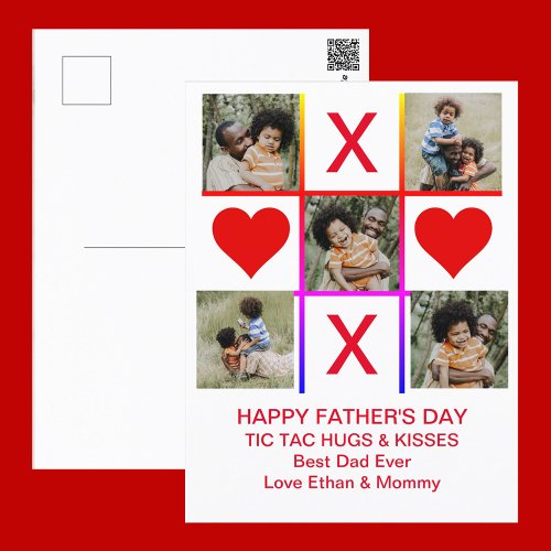 Photo Collage Tic Tac Toe Hugs Kisses Fathers Day  Postcard