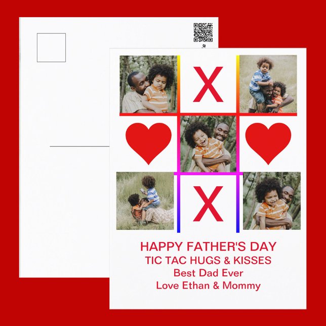 Photo Collage Tic Tac Toe Hugs Kisses Fathers Day  Postcard (Creator Uploaded)
