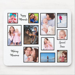 Photo Collage Typography Special Times White Mouse Pad