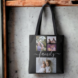 Photo Collage Unique Personalized 4 Photo Family Tote Bag