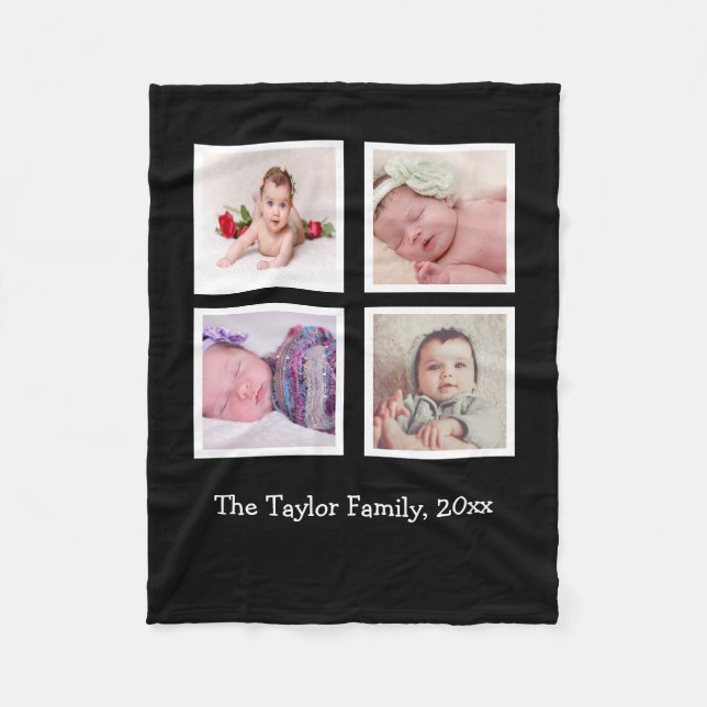 Photo Collage  Unique Personalized 4 Photo Fleece Blanket (Front)