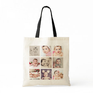 Photo Collage Unique Personalized 9 Photo 2 sided Tote Bag