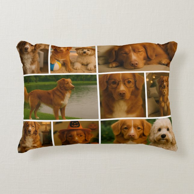 Photo Collage Unique Personalized 9 Photo Accent Pillow (Front)